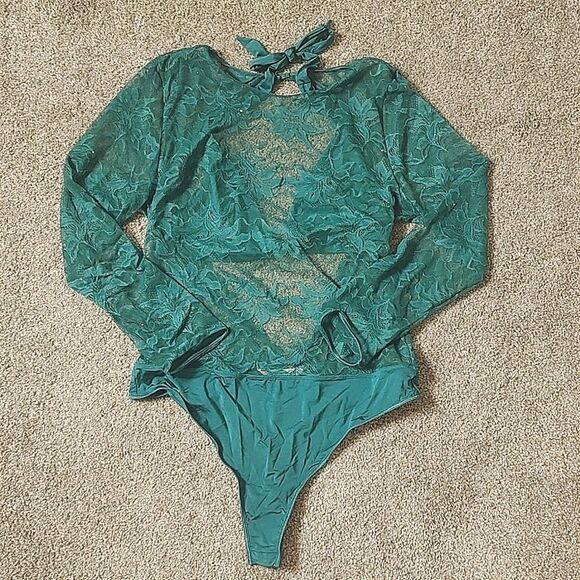 New With‎ Tags La Vie En Rose Size XL Long Sleeve Lace & Microfiber Teddy - Picture 6 of 12